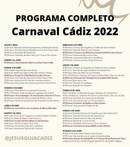 PROGRAMACIÓN CARNAVAL 2022 @ CÁDIZ